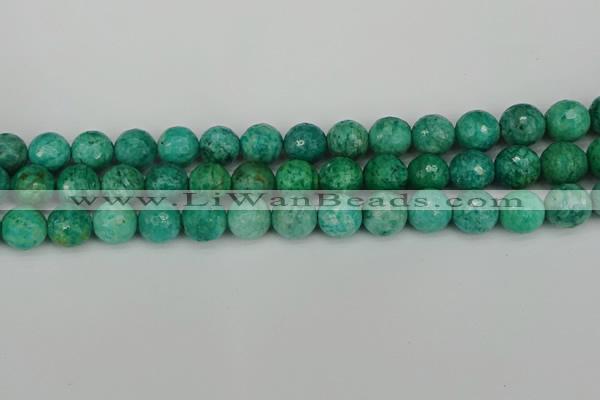 CAM1404 15.5 inches 12mm faceted round Russian amazonite beads