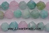 CAM1441 15.5 inches 6mm faceted nuggets amazonite & rose quartz beads