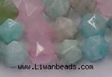 CAM1444 15.5 inches 12mm faceted nuggets amazonite & rose quartz beads