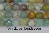 CAM1458 15.5 inches 4mm faceted round amazonite beads wholesale