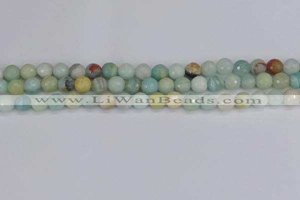 CAM1460 15.5 inches 8mm faceted round amazonite beads wholesale