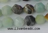 CAM1467 15.5 inches 8mm faceted nuggets black amazonite beads