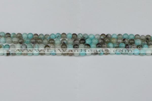 CAM1480 15.5 inches 4mm round Madagascar black amazonite beads