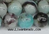 CAM1485 15.5 inches 14mm round Madagascar black amazonite beads