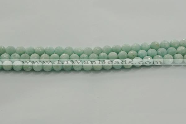 CAM1512 15.5 inches 8mm faceted round natural peru amazonite beads