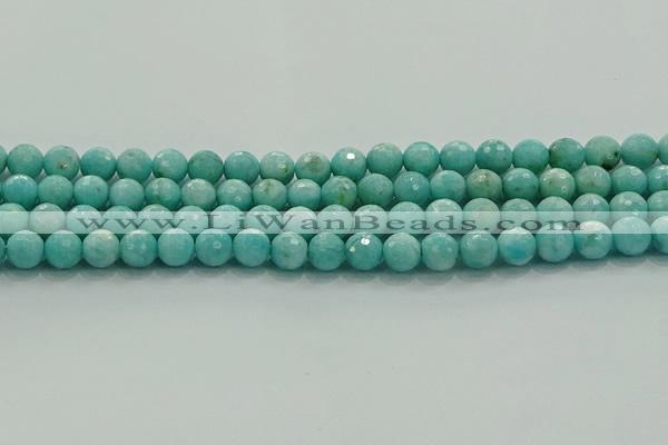 CAM1522 15.5 inches 8mm faceted round natural peru amazonite beads