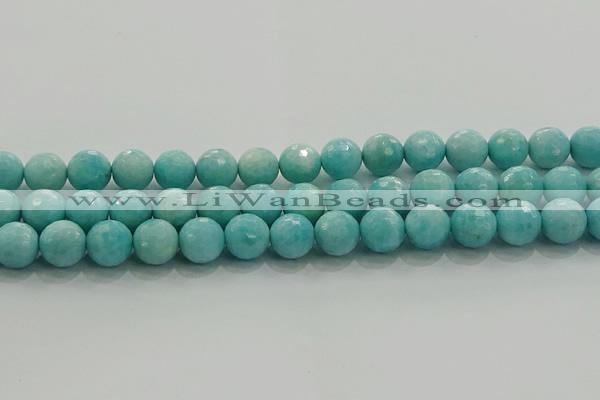 CAM1524 15.5 inches 12mm faceted round natural peru amazonite beads