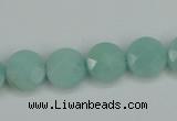 CAM155 15.5 inches 12mm faceted coin amazonite gemstone beads