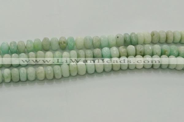 CAM1613 15.5 inches 6*10mm faceted rondelle peru amazonite beads