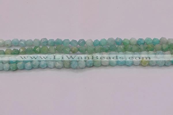 CAM1621 15.5 inches 6mm faceted nuggets amazonite gemstone beads