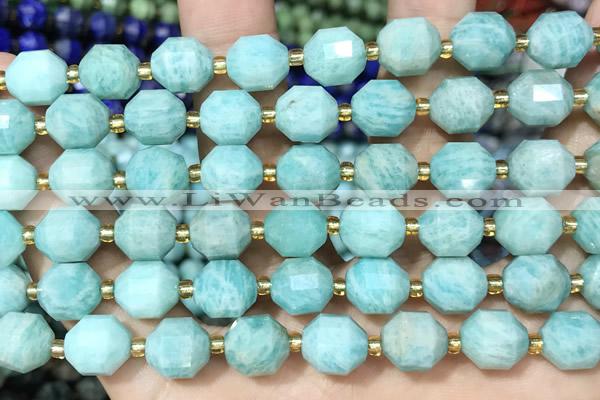 CAM1760 15 inches 9*10mm faceted amazonite beads wholesale