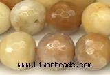 CAM1776 15 inches 8mm faceted round yellow amazonite beads