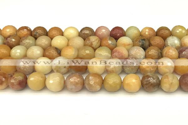 CAM1777 15 inches 10mm faceted round yellow amazonite beads