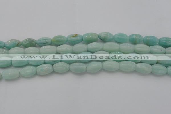 CAM360 15.5 inches 10*15mm carved rice amazonite gemstone beads