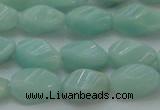 CAM361 15.5 inches 7*14mm twisted rice amazonite gemstone beads