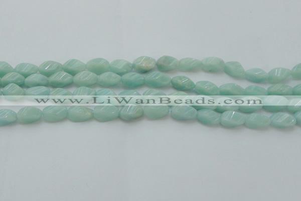 CAM361 15.5 inches 7*14mm twisted rice amazonite gemstone beads