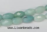 CAM604 15.5 inches 8*12mm faceted rice Chinese amazonite gemstone beads