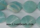 CAM607 15.5 inches 18*22mm twisted oval Chinese amazonite beads