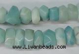 CAM611 15.5 inches 6*14mm faceted nugget Chinese amazonite beads