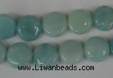 CAM619 15.5 inches 12mm flat round Chinese amazonite gemstone beads