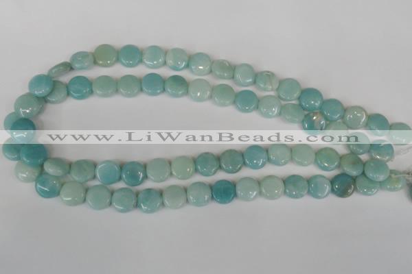 CAM619 15.5 inches 12mm flat round Chinese amazonite gemstone beads