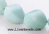 CAM87 17*21mm twisted pebble natural amazonite beads Wholesale