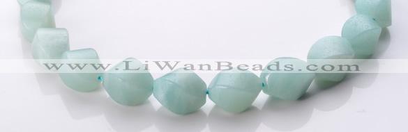 CAM88 15*20mm natural amazonite twisted pebble beads Wholesale