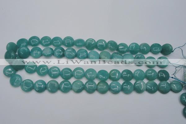 CAM916 15.5 inches 14mm flat round amazonite gemstone beads wholesale