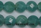 CAM942 15.5 inches 14mm faceted coin amazonite gemstone beads