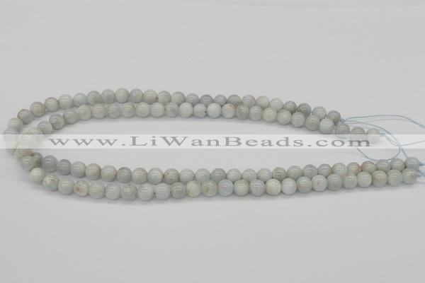 CAQ105 15.5 inches 14mm round AB grade natural aquamarine beads