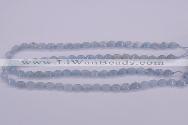 CAQ132 15.5 inches 7*10mm faceted rice natural aquamarine beads