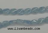 CAQ148 15.5 inches 6*8mm twisted oval natural aquamarine beads