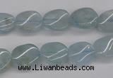 CAQ150 15.5 inches 10*12mm twisted oval natural aquamarine beads