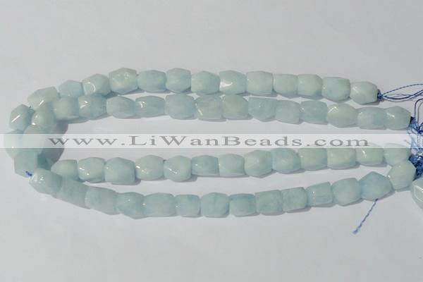 CAQ209 15.5 inches 10*14mm faceted nugget natural aquamarine beads