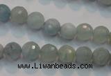 CAQ222 15 inches 6mm faceted round aquamarine beads wholesale