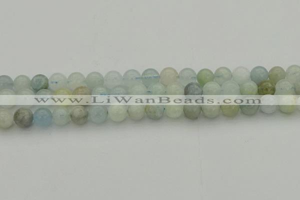 CAQ432 15.5 inches 8mm round natural aquamarine beads wholesale