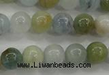 CAQ453 15.5 inches 8mm round aquamarine beads wholesale