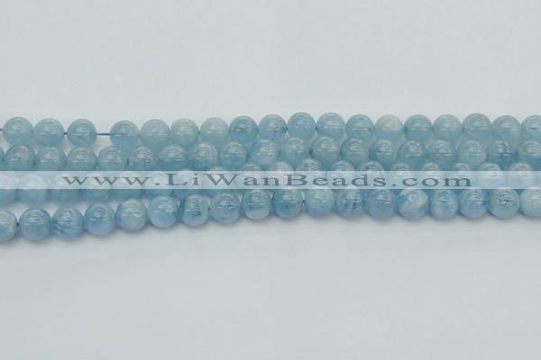 CAQ529 15.5 inches 8mm round AA+ grade natural aquamarine beads