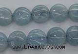 CAQ68 15.5 inches 12*12mm flat round natural aquamarine beads wholesale