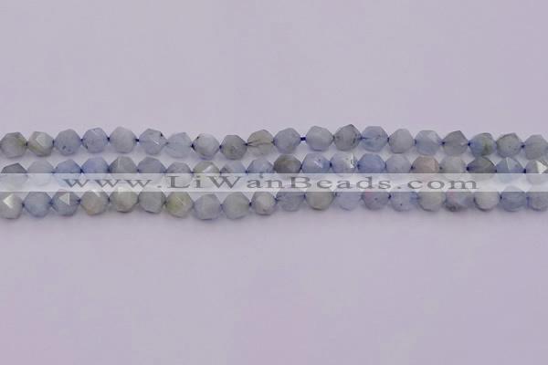 CAQ790 15.5 inches 6mm faceted nuggets aquamarine gemstone beads