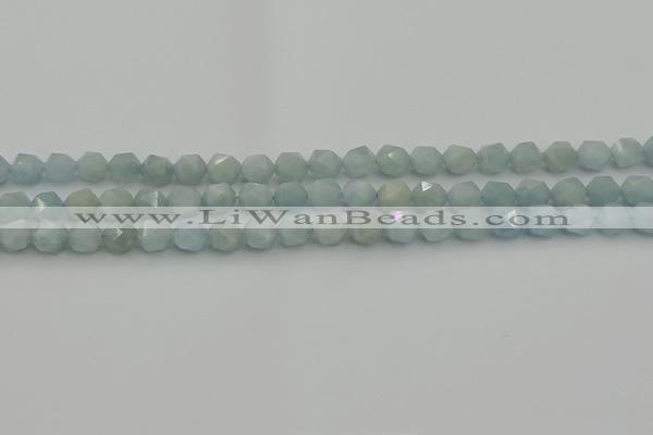 CAQ796 15.5 inches 6mm faceted nuggets aquamarine gemstone beads