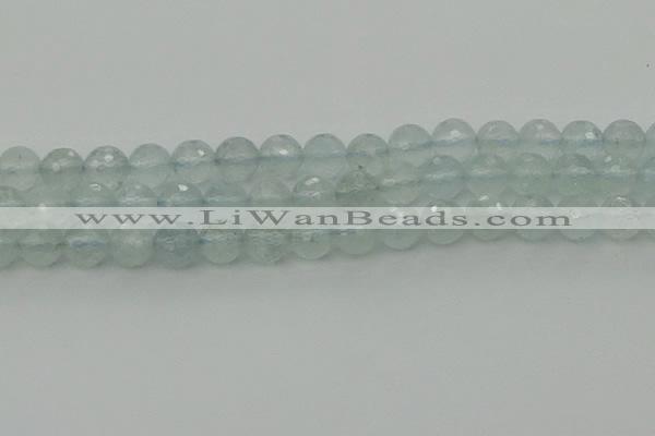 CAQ821 15.5 inches 8mm faceted round aquamarine beads wholesale