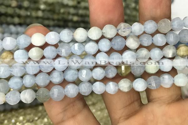 CAQ825 15.5 inches 6mm faceted round natural aquamarine beads