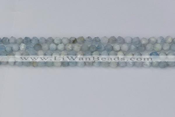 CAQ831 15.5 inches 6mm faceted nuggets aquamarine beads