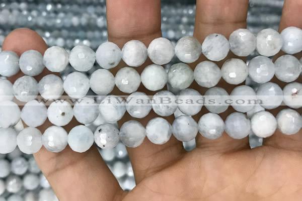 CAQ849 15.5 inches 8mm faceted round aquamarine beads wholesale