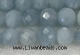 CAQ858 15.5 inches 6mm faceted round aquamarine gemstone beads