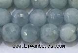 CAQ870 15.5 inches 6mmm faceted round aquamarine beads wholesale