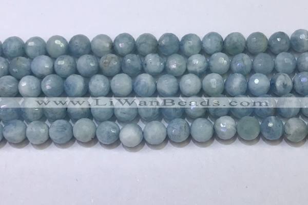 CAQ871 15.5 inches 8mmm faceted round aquamarine beads wholesale