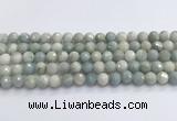 CAQ913 15.5 inches 10mm faceted round aquamarine beads wholesale