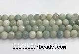 CAQ914 15.5 inches 12mm faceted round aquamarine beads wholesale